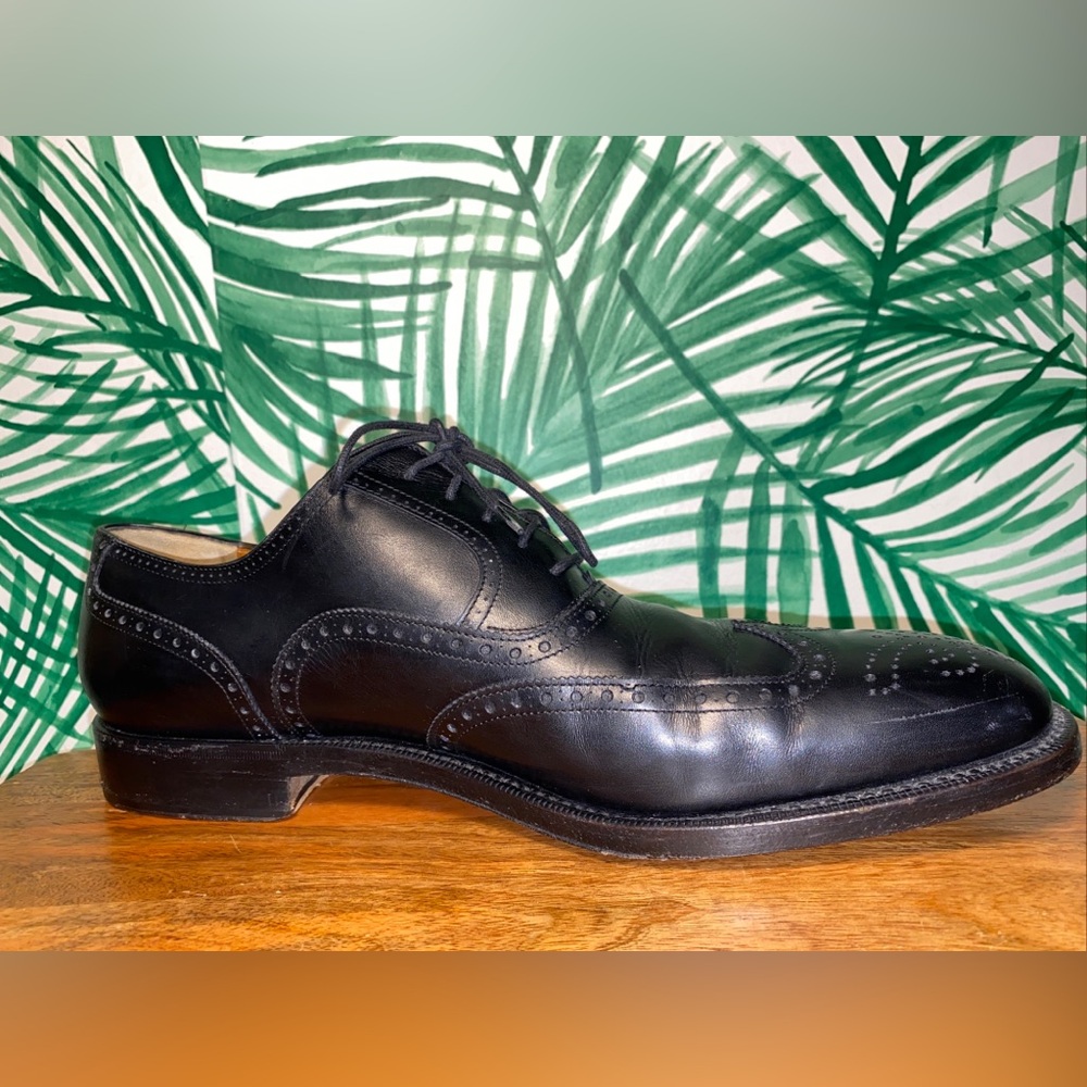 Salvatore Ferragamo Tramezza Black Leather Wingtip Oxfords Men’s 12 D - Picture 7 of 13